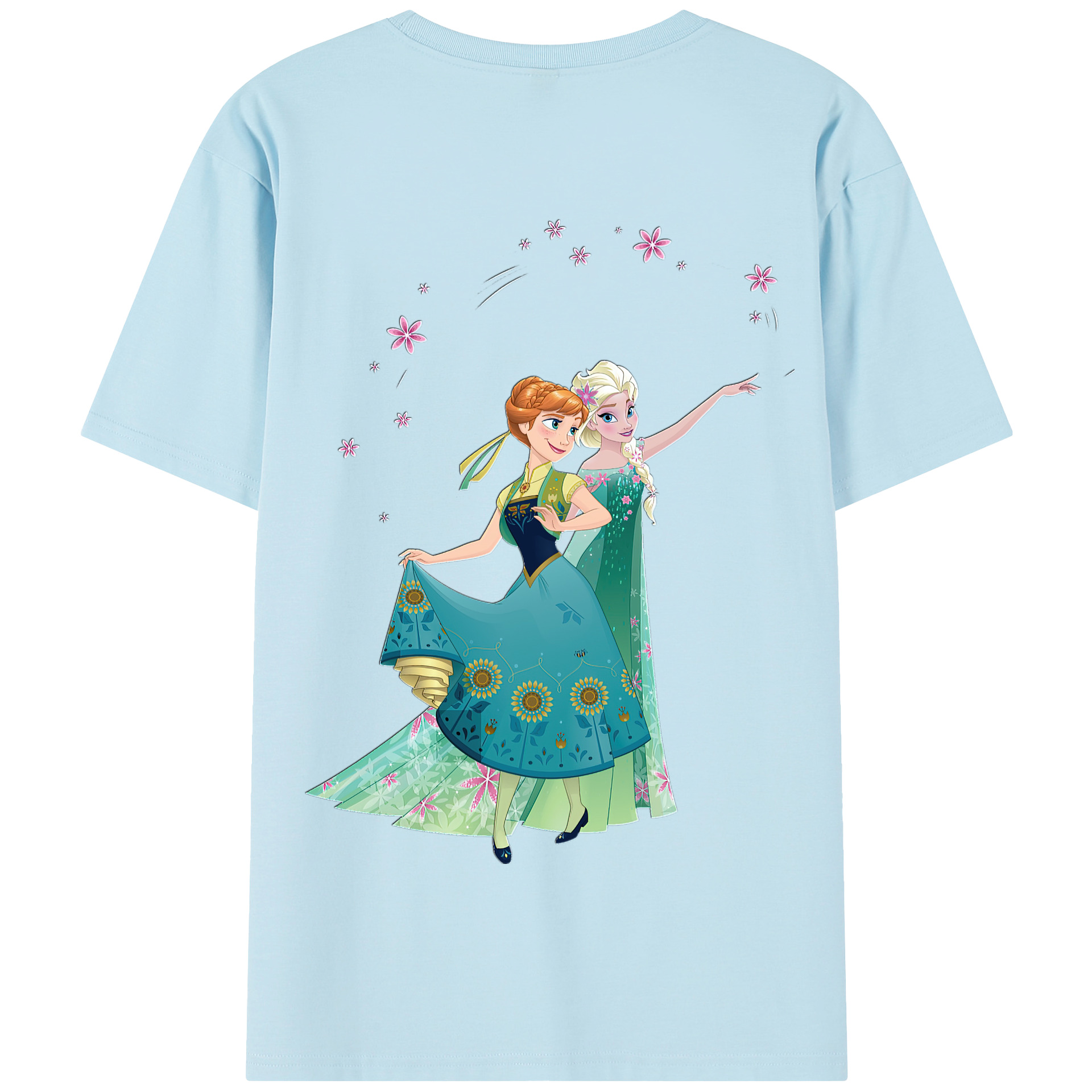 （画像用） アナと雪の女王 アンナ エルサ Frozen Anna Elsa 綿100％半袖Tシャツ（背面プリント）